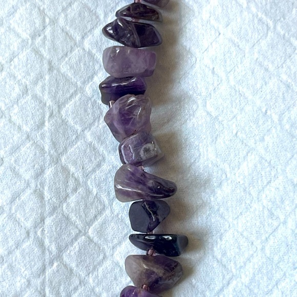Vintage Amethyst Chip Semi-Precious Gem Stone  Necklace Purple 18”Handmade - Picture 7 of 12